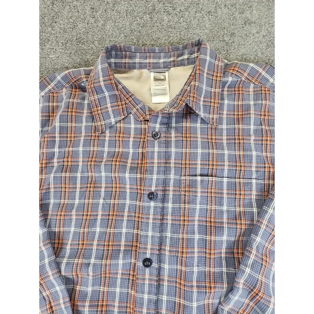 The North Face Long Sleeve Gray Orange Plaid Long Sleeve Shirt Sz L Perfect 1426